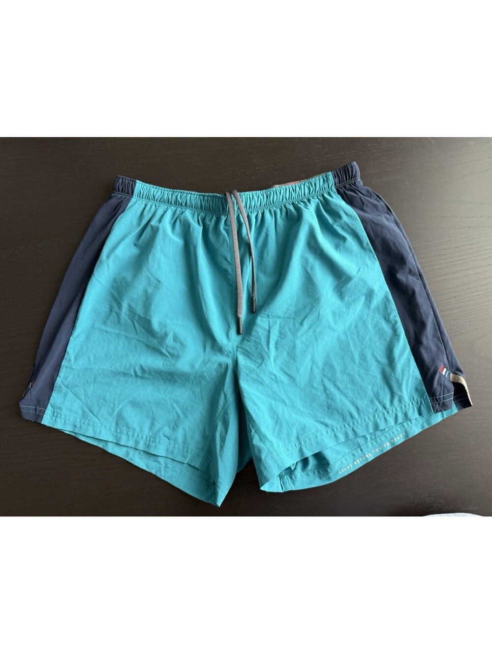 Fourlaps Medium 5” Lined Running Shorts Teal Blue Colorblock Gym Training